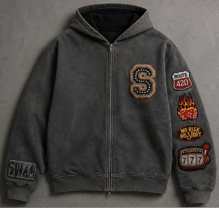 Double Zipper Patch Zip Up